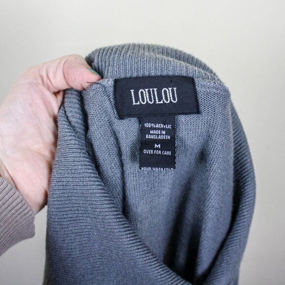 LouLou Long Gray Sweater Ruched Asymmetric… - Picture 3 of 4